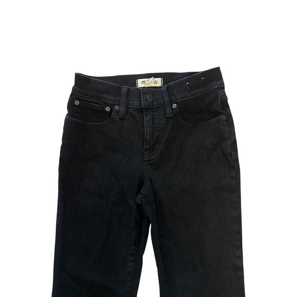 Women 26P Petite Madewell Mid-Rise Kick Out Jeans Black Rinse Wash Denim Cropped - Picture 2 of 7